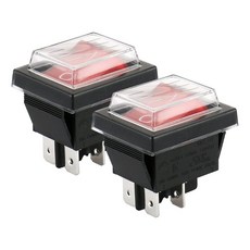 Baomain 방수 커버가 있는 2팩 로커 스위치 레드 LED 조명 ON/OFF DPST 4핀 16A 250VAC 스냅인 UL VDE 목록 자동차 자동 보트 가정용 가