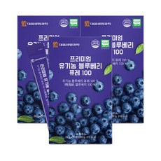 대웅생명과학 프리미엄 유기농 블루베리 퓨레 100 14포 3박스 / 미국산 안토시아닌 스틱 즙 주스, 5g
