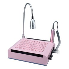 【熱銷】日式美甲吸塵機 美甲打磨機 手枕 LED燈 美甲一體機 四合一 磨甲機 卸甲機 美甲吸塵器 帶照明燈, 1個, 粉色美甲四合一一體機