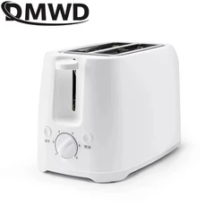DMWD 전기 토스터 2 조각 아침 식사 빵 이동식 부스러기 트레이 홈 자동 샌드위치 가열 메이커 220V, 03 White No Lid