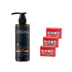 CONTIN 優惠組合 控油洗髮精 樂皂, 1個, 康定酵素洗髮乳300ml+美琪樂皂3入