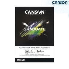Canson 캔손 그래듀에이트 믹스미디어 블랙 240g 21x29.7cm 20매 1면제본_블랙미술용지/A4스케치, CA250-017_1개, 상세설명 참조, CA250-017_1개