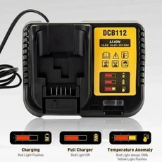 디월트 충전식 리튬 이온 배터리 DCB120 DCB123 DCB122 DCB127 DCB124 DCB121 교체용 최대 3.0Ah 10.8V 12V, 1 Piece Charger, 1개, 3) 1 Piece Charger