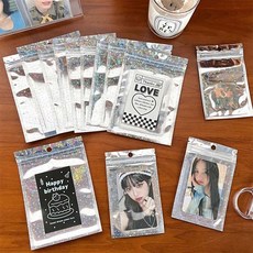 실버 스타 헤더 지퍼백 / 헤다 비닐 수납 봉투 탑로더 포카 별빛 pp, 1개