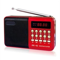 다기능 디지털 FM 라디오 미디어 스피커 MP3 음악 플레이어 지원 TF 카드 USB 드라이브 디스플레이 노인 선물, 빨간색, A11