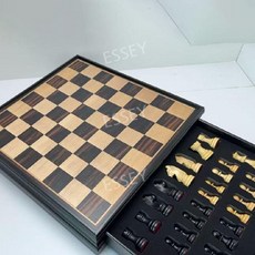 호두나무 체스 고급 취미 서랍 체스판 유럽풍 보드게임 장식품 원목, F. 마그네틱 흑단 38x38 킹 7.6cm