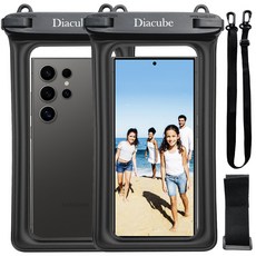 다이아큐브 1+1 갤럭시S23 S24 S25 울트라 휴대폰용 스마트폰 원터치 방수팩 방수등급 IPX8 (+암밴드), 1세트, 블랙+블랙