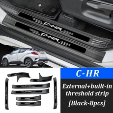 Toyota C HR 2018 2025 자동차 에 8 PCS 스테인레스 스틸 도어 씰 보호대 임계값 스티커, 02 Black 8PCS