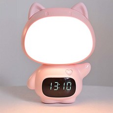ULife生活選品 遙控時鐘小夜燈 350度旋轉 遙控調光 可愛造型 充電插電兩用, 粉紅色
