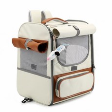 퍼피허그 Luka long 강아지 백팩 캐리어 산책 이동 가방 고양이 애견 기내용 컨넬 카시트 배낭, 크림, 1개