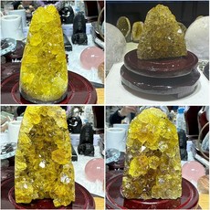 烏拉圭紫水晶 黃水晶原礦擺件 消磁淨化擴香石, 重約400g-500g【款式隨機】,純天然-黃水晶【招財運】送可旋轉底座