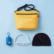 서프베이 방수 어린이 생존수영세트 가방+수모+수경+타월, 1세트, 옐로우WH