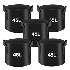 식물 부직포 화분 블루베리화분 45L x 5P 베란다 패브릭화분 미니텃밭 테라스 대형 화분, 5개, 블랙