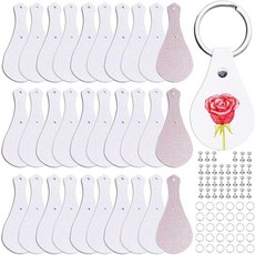 AOUXSEEM 승화 키체인 블랭크 만들기 키트 30세트 열 전달을 위한 반짝이는 글리터 PU 인조 거품 뒷면 가족/친구를 맞춤형 열쇠 고리 DIY 공예 선물 용품 (라, Rose Gold Back