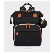 kp媽咪包幹濕分離雙肩輕便外齣嬰兒儲奶包複古多功能床包有嬰兒車掛, 黑色, 黑色