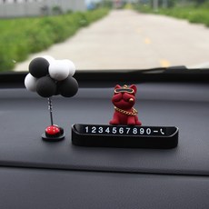 독특한 디자인의 프렌치 불독 & 풍선 장식 주차 번호판 깔끔하고 안정적인 부착, 1세트, 블랙+레드 불독