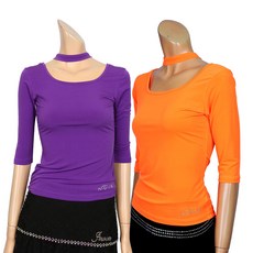 [국내제작] 노브댄스복 A583 유짜목걸이 댄스복 스포츠댄스복 댄스티셔츠 댄스치마 댄스스커트 댄스바지 라인댄스복 스포츠댄스 라인 웰빙 라틴 모던 영댄스 초커티제작 국산 공연복 단체, 보라