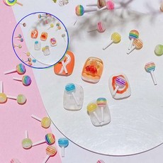 쌍문상회 사탕네일파츠 2종 달콤 젤네일 달콤네일 사탕네일 네일파츠 달콤파츠 네일아트 파츠 귀여운파츠 사탕파츠 6mm 3mm 네일아트소품 막대사탕파츠 막대사탕 40872EA, GSTON-84
