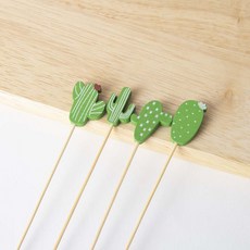 선인장 픽 대나무 꼬지 파티 장식 꼬치 과일 생일 파티 디저트, 100개, 1개