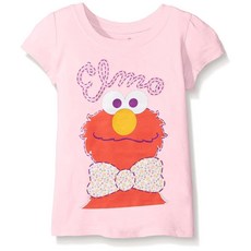 Sesame Street 여아용 반소매 티셔츠 라이트 핑크, 3세