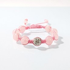 杰鴻 粉晶手鍊DIY材料包, 1個, 桃繩&亮鑽珠