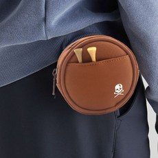 [순이야] C. 튼튼수납 편리휴대 골프볼 케이스 파우치, 브라운, 1개