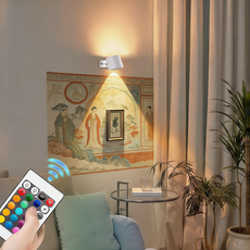 KEMEI 2 in 1 LED 무선 자석 부착형 벽등 충전식 색변환 무드등 대용량 배터리, 흰색