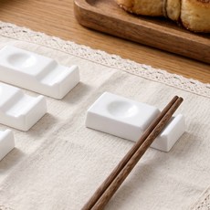 주방 도자기 수저받침 사각, 6개, 화이트
