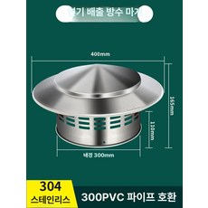 역풍 배관 벽난로 연통 자재 난로 부속 흡출기 배기, 300mm, 기본 색상