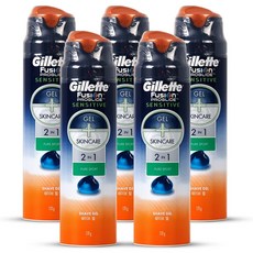 질레트 정품 퓨전 프로글라이드 센서티브 2 in 1 퓨어스포츠 쉐이빙 젤, 170g, 5개