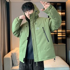 純色連帽加厚保暖短版棉襖外套-情侶款