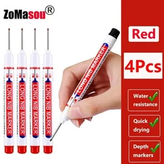 하이라이터 1-100Pcs 2cm 방수 긴 머리 마커 금속 목수에 대 한 깊은 구멍 펜 레드/블랙/블루/녹색 잉크 목공 도구, [26] 20mm Red 4pcs