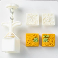 新款龍舟月餅模具，手壓式端午節糕點冰皮綠豆糕家用模具，2025年新款, 1個, 三木方形 -30克龍舟粽