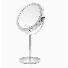 LED雙面立式化妝鏡 (曲面10倍放大/三色觸控調光), 銀色