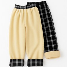 obp 남녀공용 커플 기모 타탄 체크 일자 스퀘어 와이드 바지