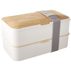 퍼투 런치 벤토 박스 2 티어스 일반도시락, 1개, Bamboo White