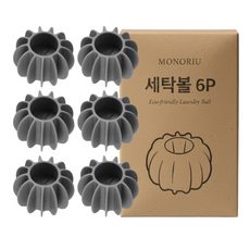 모노리우 빨래 엉킴 방지 실리콘 세탁볼 6p, 1세트, 그레이