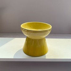 고양이수반 대형견밥그릇 강아지, 캔과 스푼 포함, 1개, 높은 다리 레몬옐로우