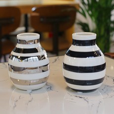 스트라이프 꽃병 모던 도자기 테이블 화병 2type, 블랙