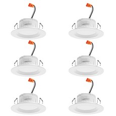 레트로핏 스마트 다운라이트 RGBW M6 10.2cm 4인치 매트화이트, 단일 4인치 6팩 표준 조절불가 배플트림 화이트