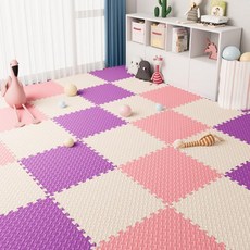 데이희 놀이방매트 놀이방 층간소음매트 양면, 1개, 베이지+핑크+퍼플