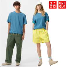 유니클로 바이컬러 티셔츠 남녀공용 루즈핏 반팔 티 485454