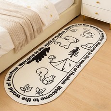 화이트 침대 옆 오벌 미끄럼 방지 침실/거실/소파용 바닥 매트