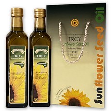 TROY 트로이 1등급 해바라기씨유 선물세트 NON-GMO 유리병 식용유, 2개, 500ml