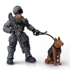 새로운 10cm 다관절 밀리터리 퍼즐 장난감 무장한 군인/경찰 모형 군사 훈련 피규어., 모래색 - 치타 무늬 (군견 포함)