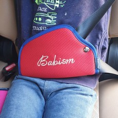 바비즘 로고 유아 아동 어린이 키즈 차량용 안전벨트커버 가드, 레드, 1개