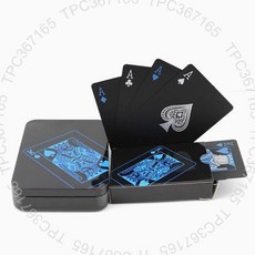 黑色創意PVC塑料撲克牌 黑色創意PVC塑料撲克牌 創意耐磨防折花切 德州撲克防水特撲克卡牌 黑色創意, 1個, 塑料牌 一副裝