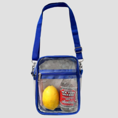 블루씨티 클린드 미니 사각 PVC 투명 워터밤 방수 크로스백 가방, 블루