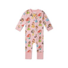 MONICA + ANDY 원피스 아기 파자마 여아 및 남아용 100% 유기농 옷 신생아 용 사이즈 체리 인 러브 2세 169450, 디즈니 프린세스 캐릭터