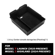 Tesla New Model Y Juniper Launch 2025 모델 3 하이랜드 2024 콘솔 팔걸이 보관함 주최자 Flocking ABS, 08 Console Flocking